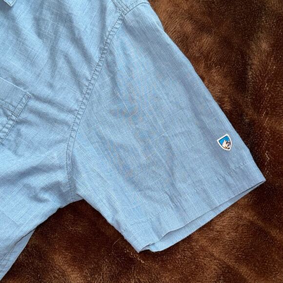 Kuhl Men's M Cotton/Poly Short Sleeve Button Front Casual Wear Blue Shirt - Picture 6 of 8